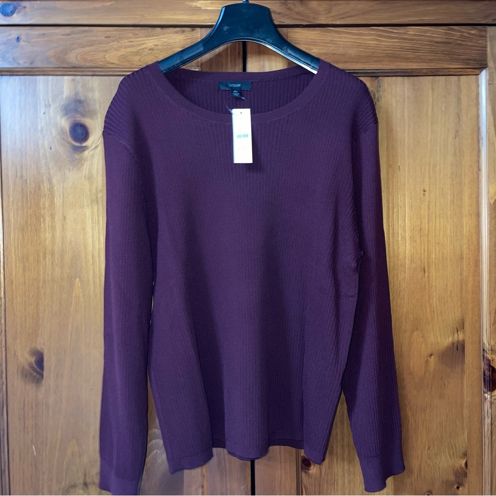 NWT WOMENS J CREW BURGUNDY RIBBED SWEATER